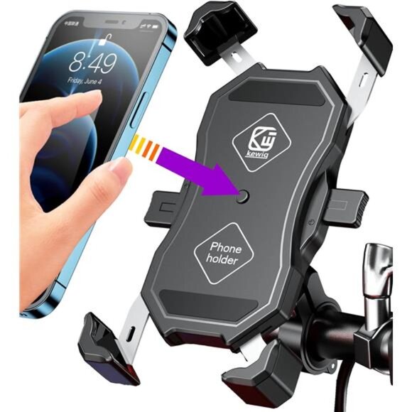 Motorcycle Phone Mount, Bike Phone Holder, with Aluminum Alloy Handlebar - Picture 1 of 7